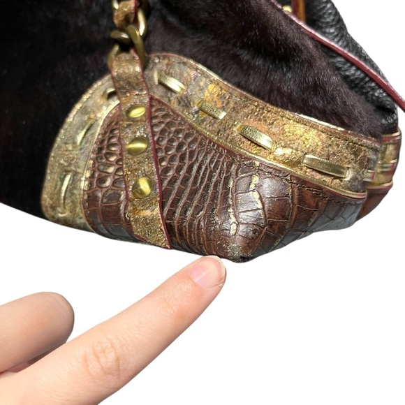 Cromia | Genuine Leather and Calf Hair Fur Doctors Bag Top Handle Satchel - Picture 9 of 9